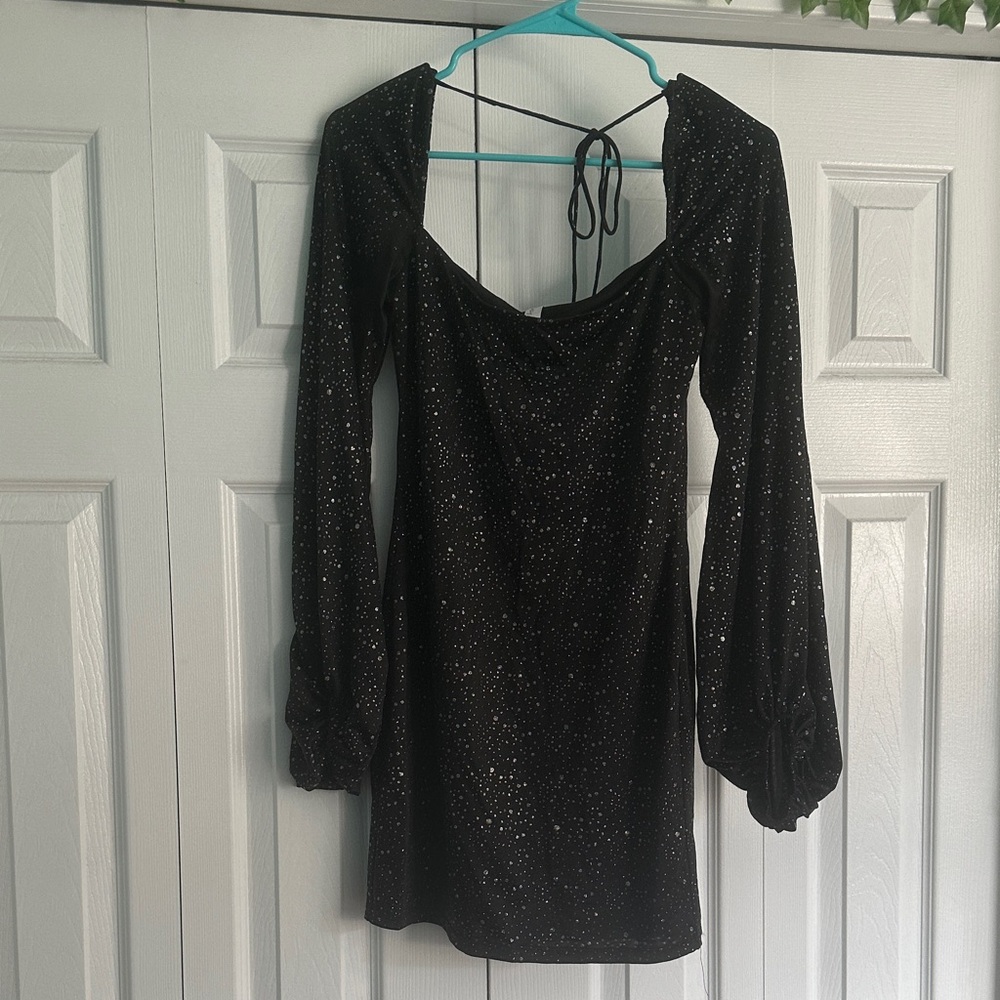 Lucy in the Sky Black Sparkle Long Sleeve Dress